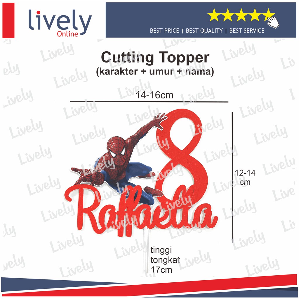 CUSTOM NAMA CUTTING CAKE TOPPER KARAKTER SPIDERMAN 02 HIASAN KUE