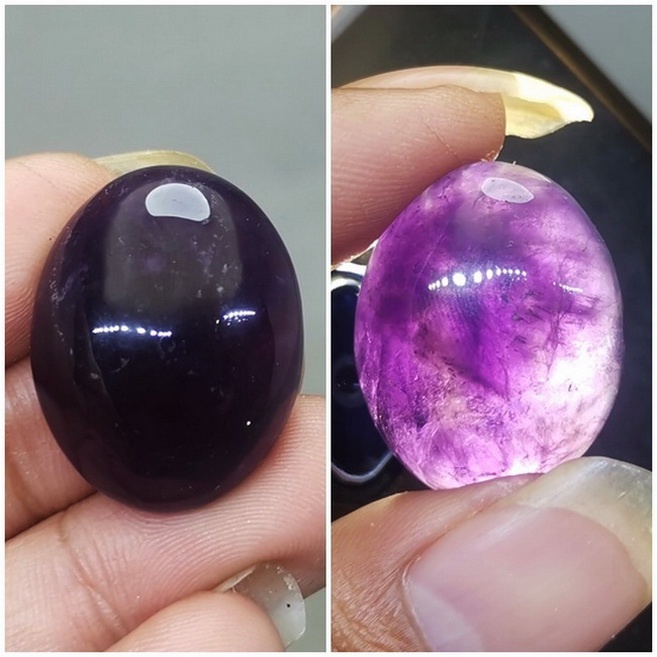 Batu Akik Kecubung Wulung Hitam Tembus Ungu Asli