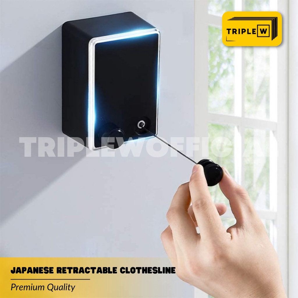 Triple W Jemuran Baju 4.2 Meter Gantungan Baju Baja Japanese Retractable Clothesline Portable Outdoor Indoor Premium