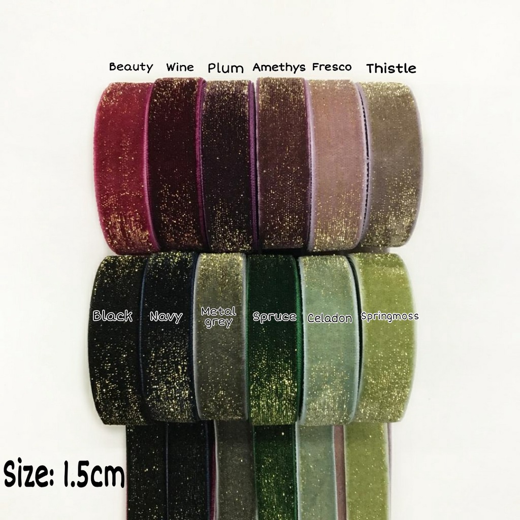 1 YARD - 1.6 CM PITA BLUDRU GLITER HALUS| VELVET GLITER (5/8&quot;)