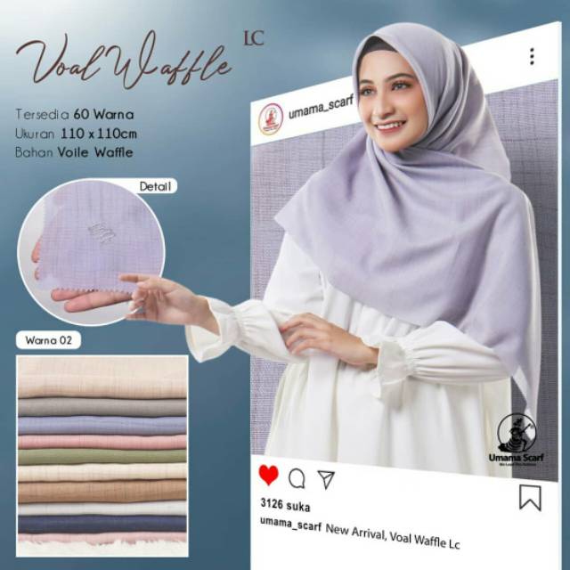  SIAP KIRIM SEGIEMPAT VOAL WAFFLE LC UMAMA SCARF HIJAB 