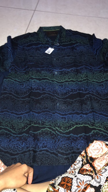 Manzone Kemeja Batik Pria Lengan Panjang Modern Fit Rhodes-handmade-navy