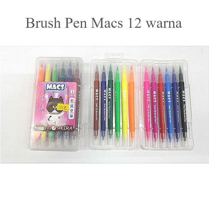 

BRUSH PEN MACS DUAL-TIP 12 COLOUR AKIRA | PULPEN WARNA