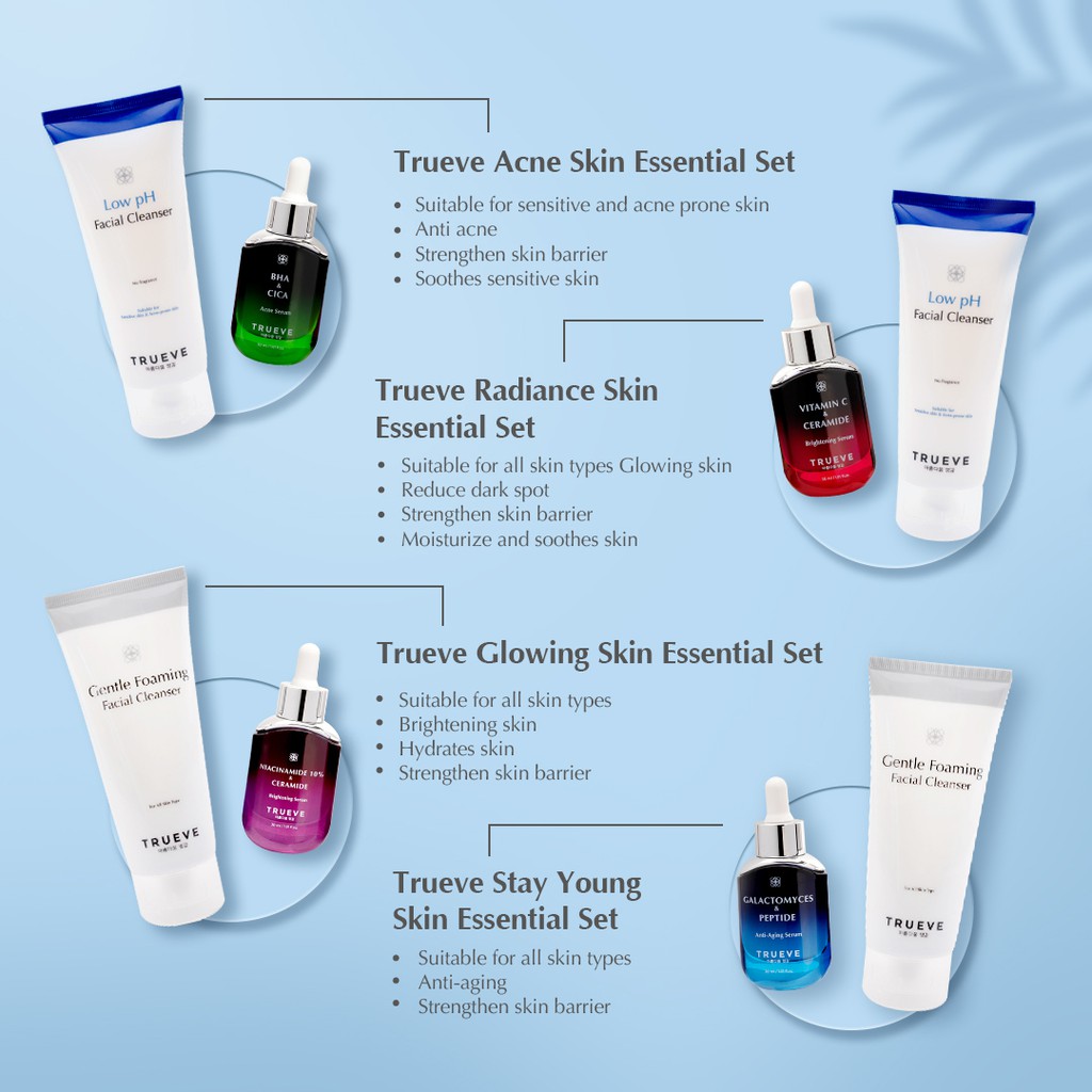 Trueve Serum &amp; Cleanser Set for Dull and Dry Skin: Luminous Dark Spot Brightening Serum &amp; Gentle Foaming Facial Cleanser