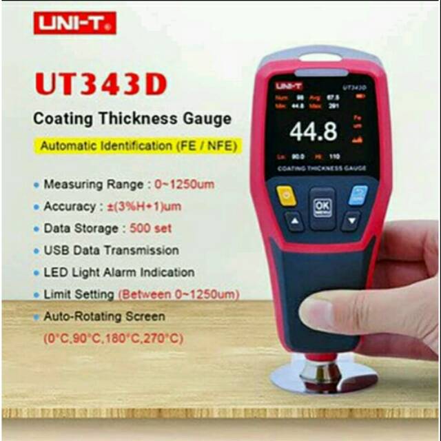 

Alat Ukur Ketebalan Lapisan Cat Coating Paint Cat Mobil UNI-T UT343D Coating Thickness Gauge