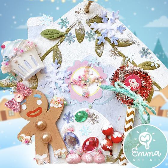 

Update! Gingerbread Christmas Ornament Art Kit Diy (Includes Paint And Brush) Termurah