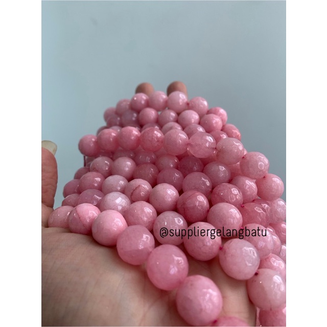 batu red borneo pink CUTTING 14mm banjar crystal stone healing serat