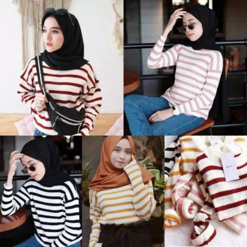 ORIGINAL MIKAYLA BLASTER KNIT  STRIP RAJUT | BAJU RAJUT CEWEK