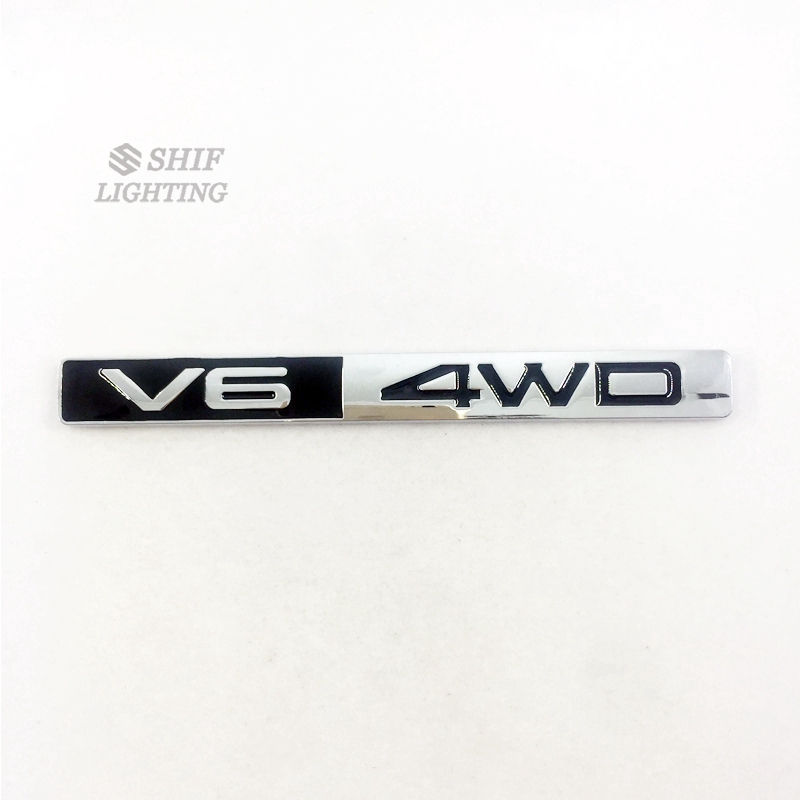 1Pc Stiker Emblem Logo V6 4WD Bahan Metal Untuk Mobil KIA HYUNDAI