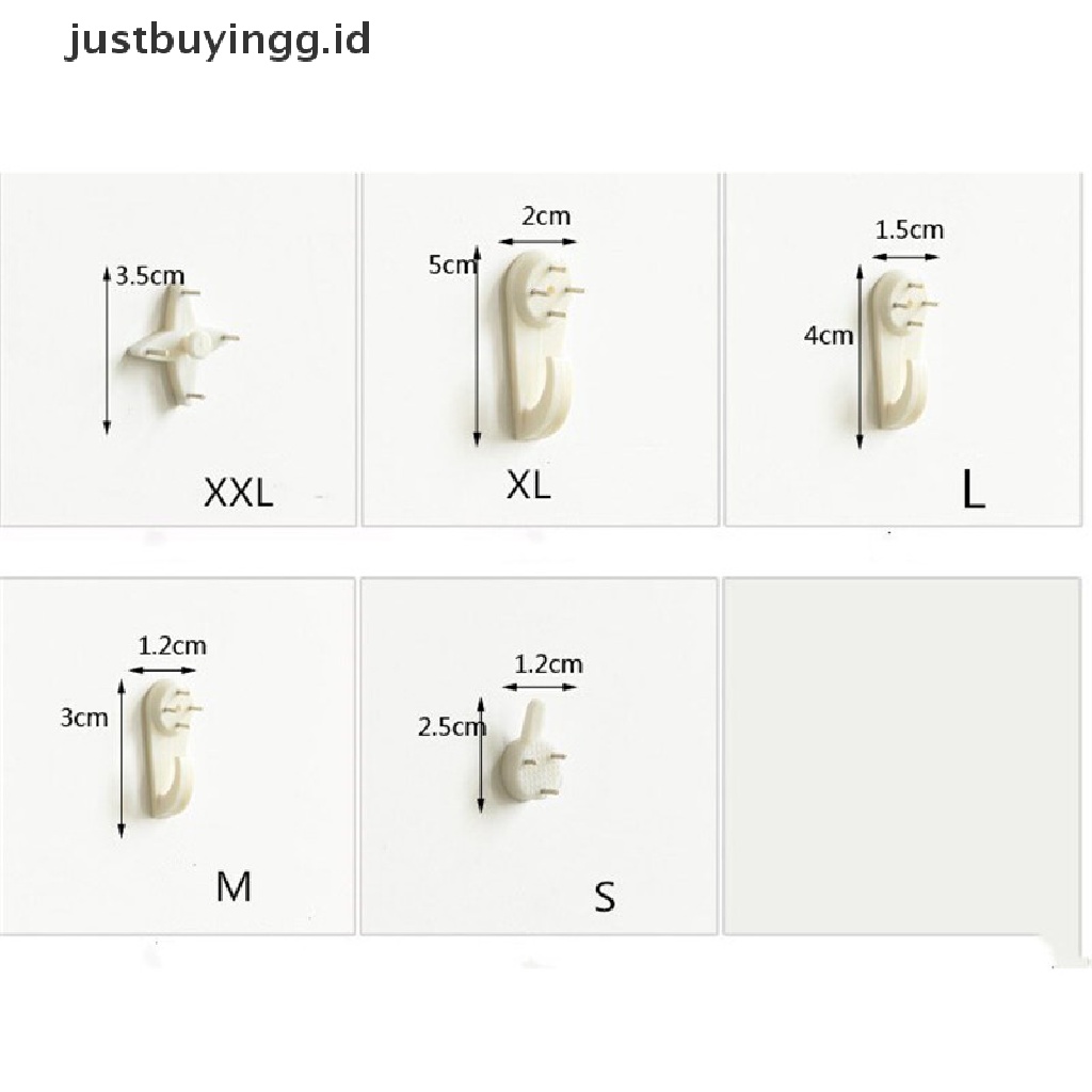 (Justbuyingg.Id) 10pcs / Set Kait Holder Frame Foto Warna Polos Tanpa Paku Untuk Dinding