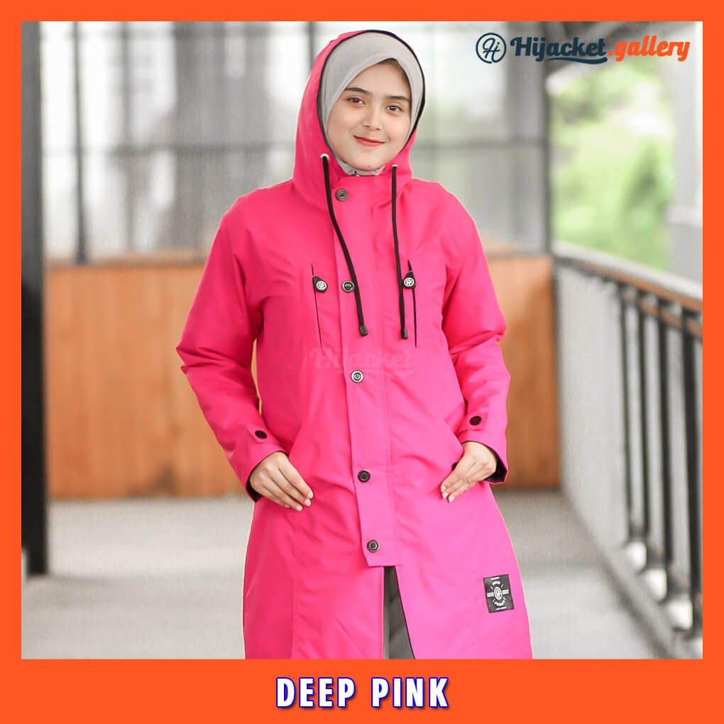 Hijacket Original Ixora Hijaket Jaket Jacket Wanita Muslimah Jaket Parka Parasut Cewek Jumbo Murah Terbaru Jaket Hijaber-DEEP PINK