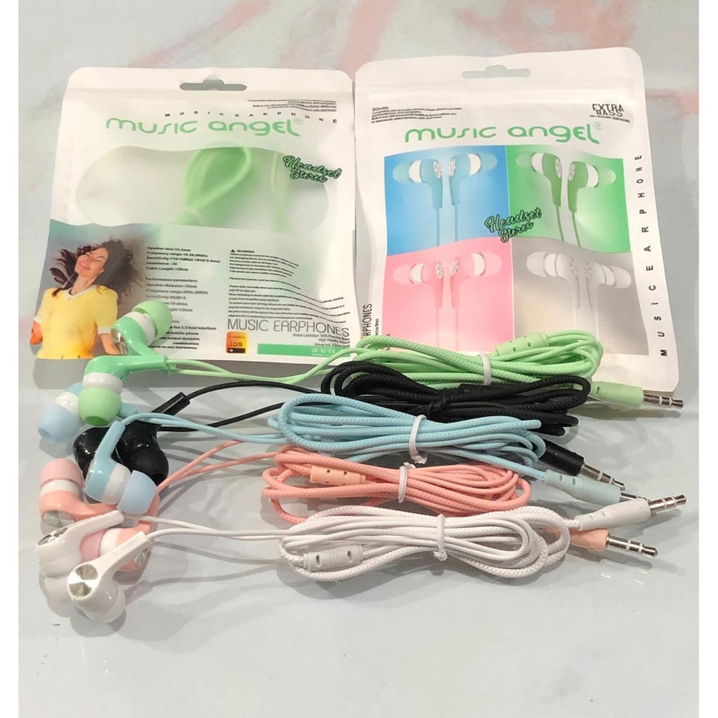 Headset Music Angel Macaron Super Extra Bass Handsfree Earphone