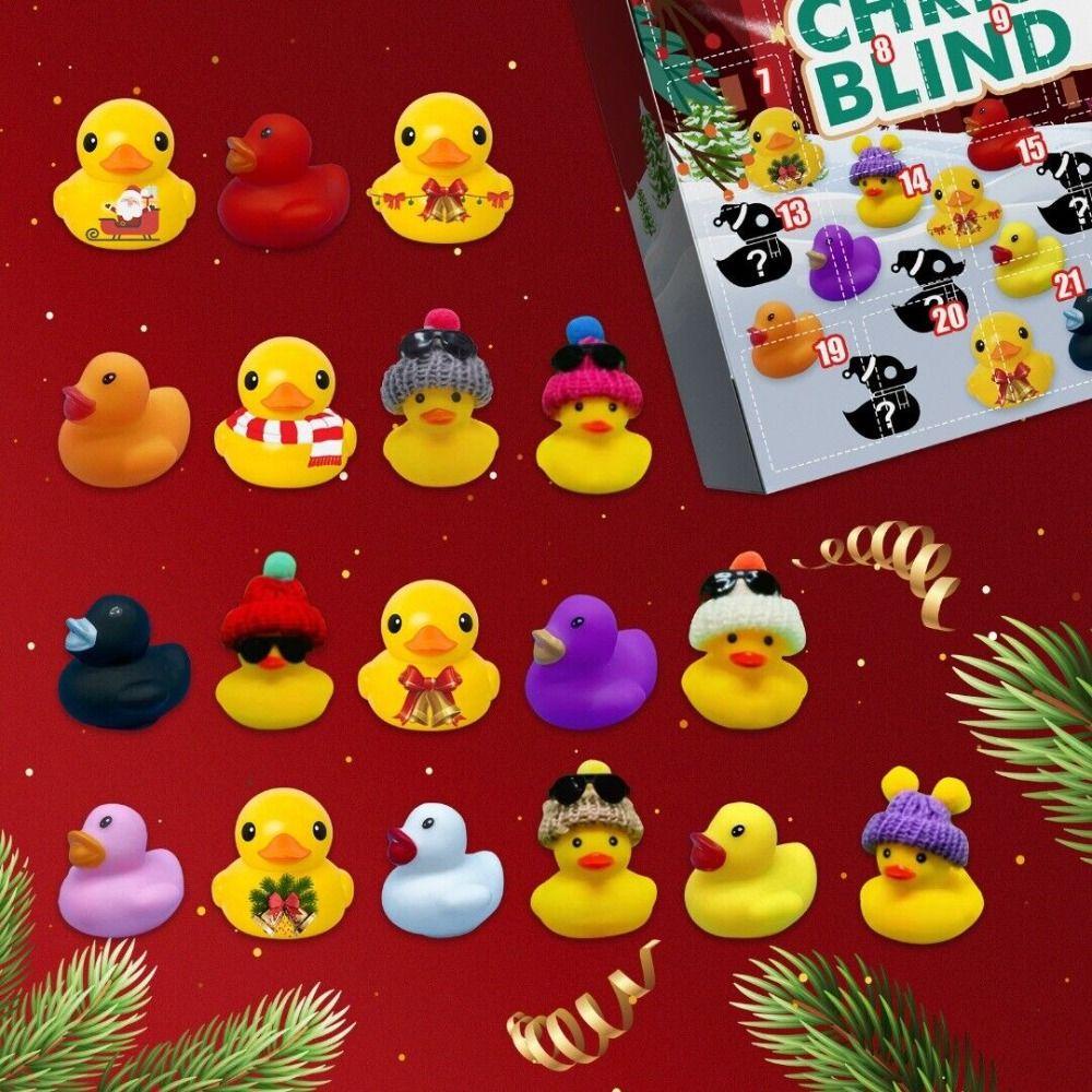 Top 24pcs/set Rubber Ducks Tidak Beracun 24hari Tahun Baru Countdown Calendar Box