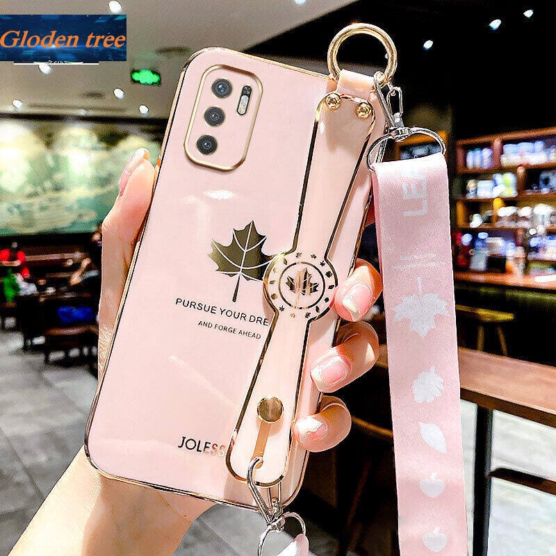 Case Motif Daun Maple Dengan lanyard Untuk Xiaomi Redmi Note 10 5G