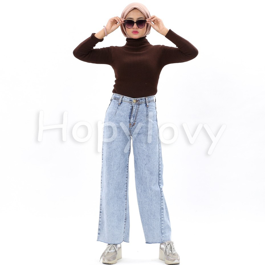 HOPYLOVY - Celana Boyfriend Jeans Wanita Model Kulot BF Acacia