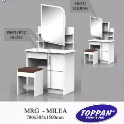 Meja Rias Tolet Putih Glossy Merk Toppan Milna