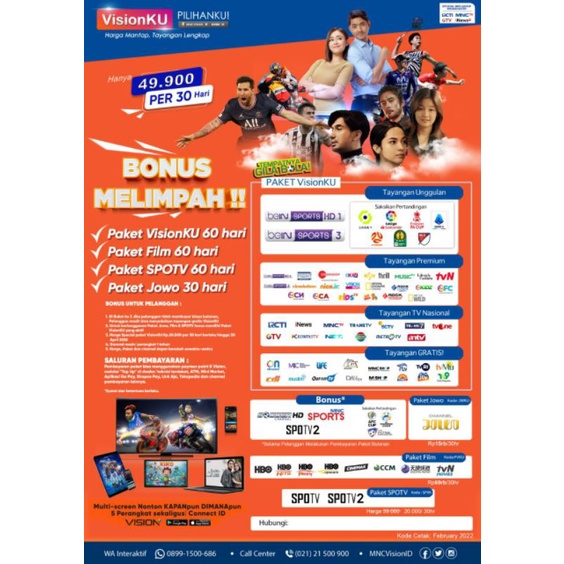 Pemasangan parabola mini Vision ku mnc Vision 49.900 perbulan