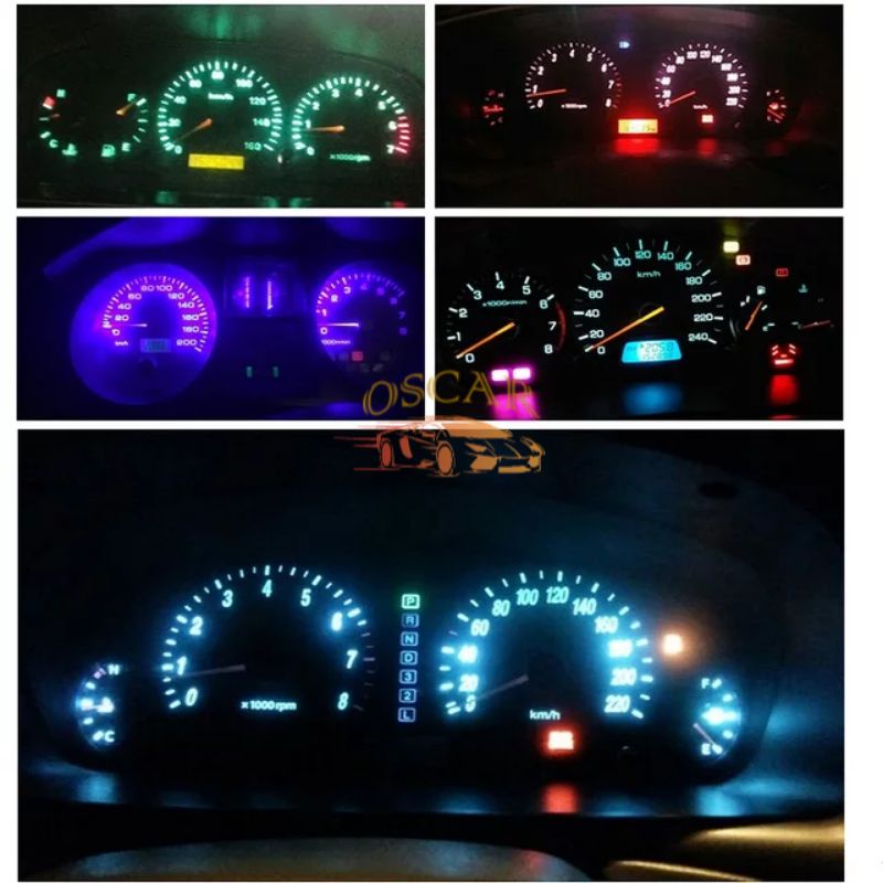 Lampu LED speedometer/Panel AC/spido meter Mobil/Motor soket T5 3 mata SMD 3030 DC12V [GROSIR]