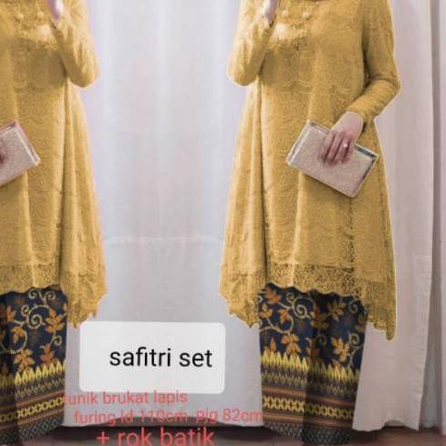 ✥ ST SAFITRI IDULFITRI stelan kebaya brukat batik kebaya brukat jumbo ld110 ❋