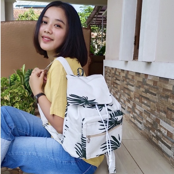 RANSEL SERUT//Tas wanita//Tas Ransel wanita//Tas kanvas//tas serut wanita//Tas Sekolah//Tas lucu//Ra