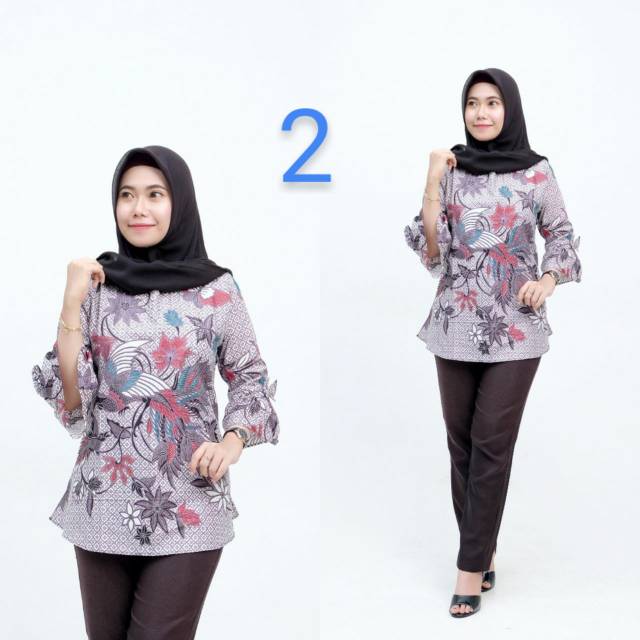 Batik Dolby Dolbi Dobby Doby Tenun Sutra Tulis Katun ATBM ATASAN blus BATIK WANITA sogan SRG308