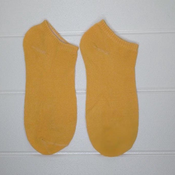 ✧YUKSHOPING✧ Kaos Kaki Fashion Wanita Pria Murah Kaus Motif Semata Kaoskaki Ankle Socks Pendek-POLOS KUNING