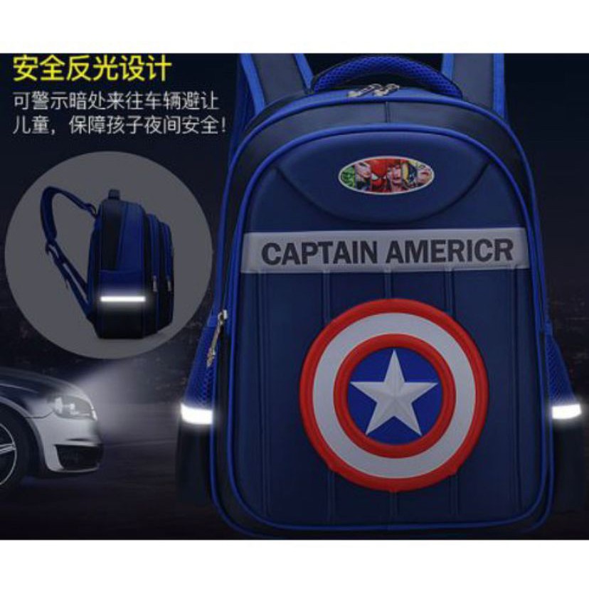 Tas Sekolah SD Ransel Anak Laki-Laki 3D Emboss Tas Anak Import Karakter Superhero Timbul Backpack School for Boys Karakter Marvel 3D