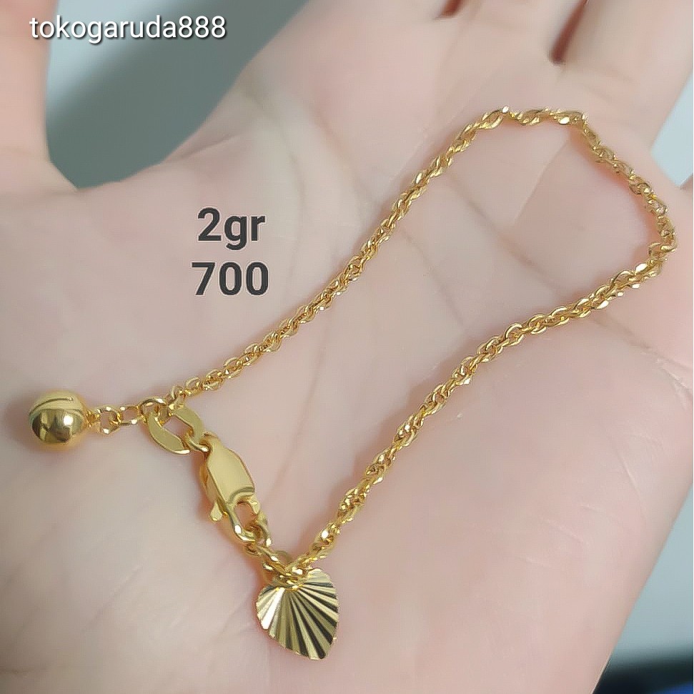 Anak dan dewasa. Rantai gelang tangan anak dan dewasa emas asli kadar 700 70% superlite gold korea tambang 1 gr terlaris hadiah nori