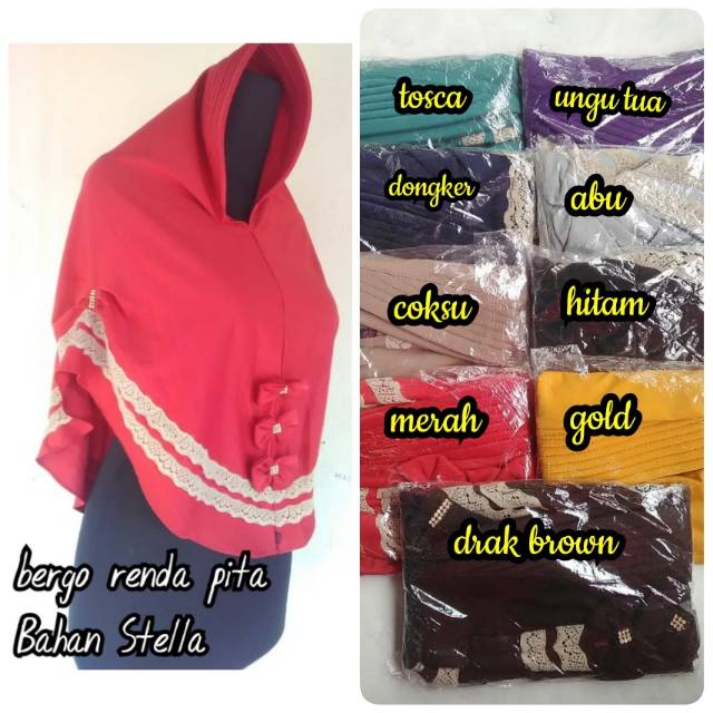 Jilbab instan pita hijab renda rempel kerudung khimar syari murah grosir agen suplayer permata