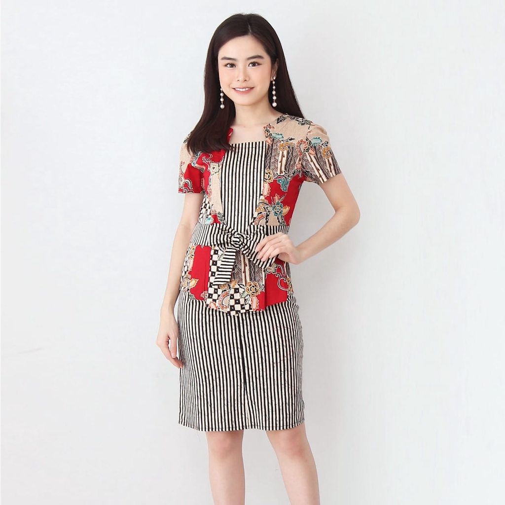 Baju Batik Wanita - Dress Batik Wanita 636 - 493 Red