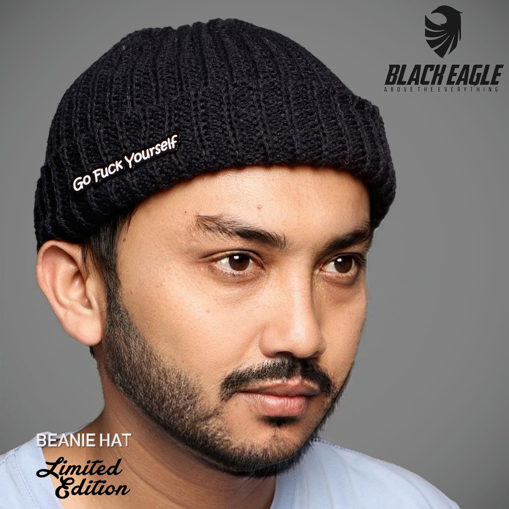 BEANIE HAT / TOPI KUPLUK / TOPI RAJUT / TOPI DISTRO PRIA WANITA WARNA HITAM