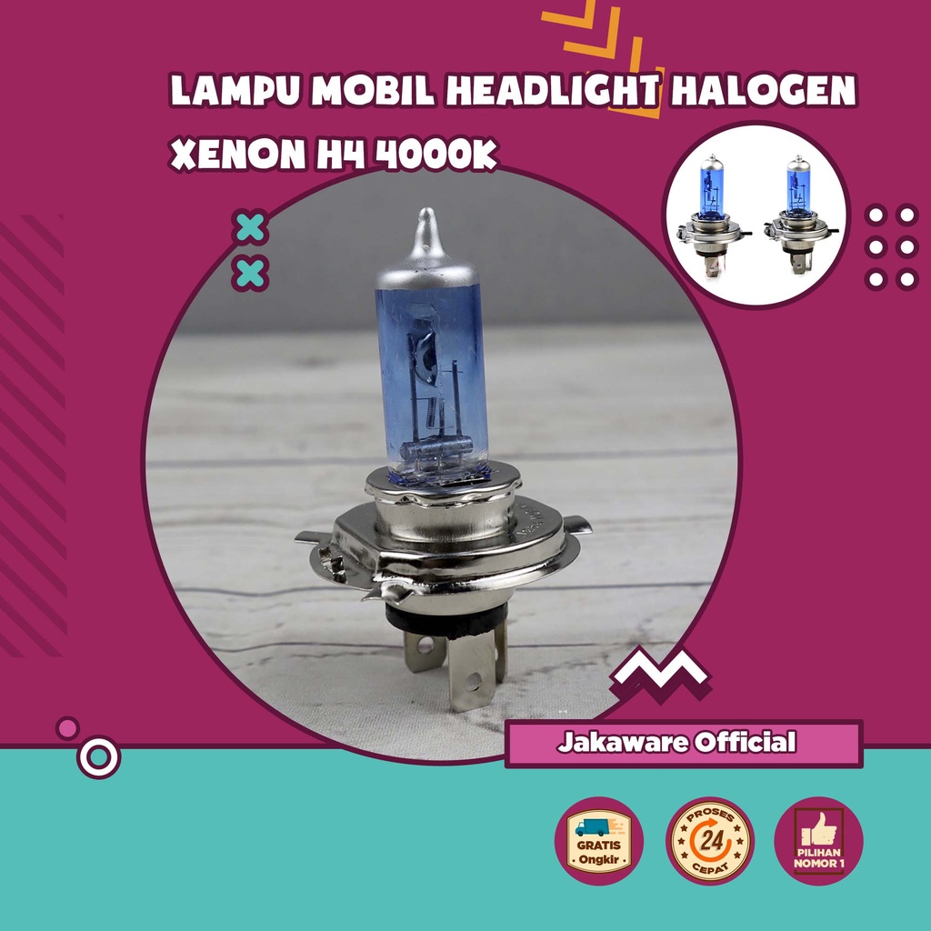 LAMPU MOBIL HEADLIGHT HALOGEN XENON H4 4000K 100/90W BOHLAM KEPALA HEADLAMP DEPAN TERANG LAMP CAR AN