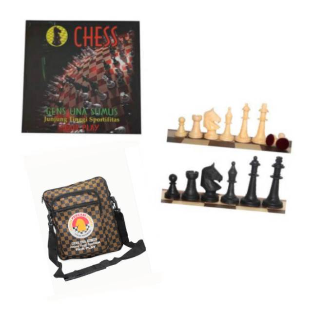 Set Catur Plastik Model kayu + Tas Catur + Papan Catur Lipat 4