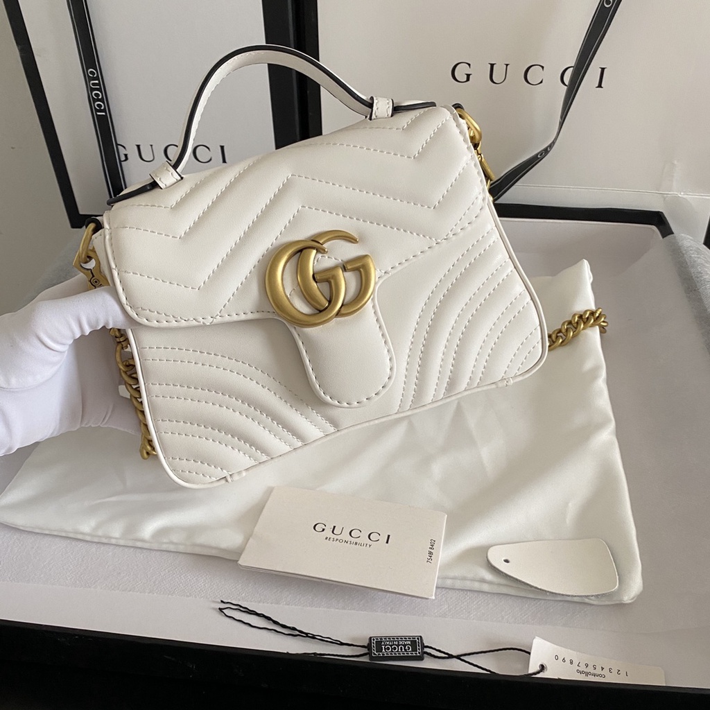 New Gucci white tote shoulder/chain bag
