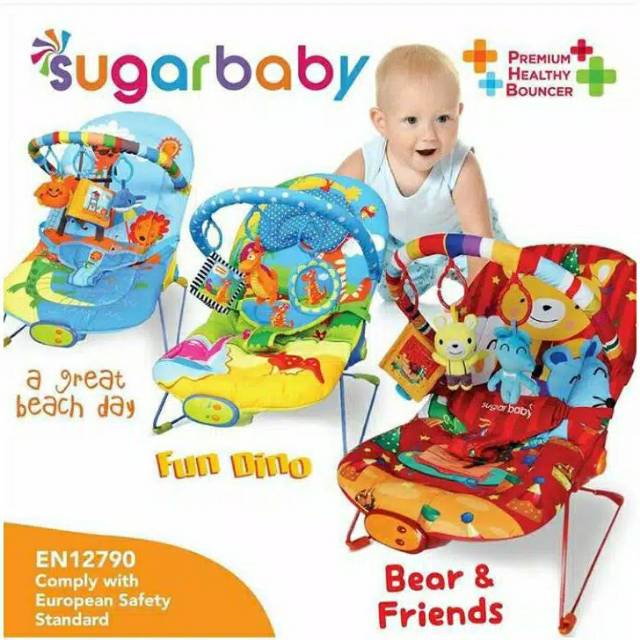 Bouncer Sugar Baby 3 recline posisi bouncer sugarbaby ayunan bayi Sugar Baby Premium Healthy Bouncer Bayi 3 Recline Bear And Friend Merah