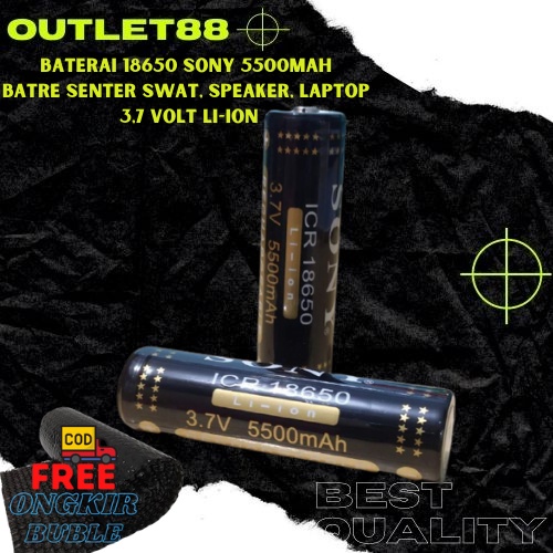 Sony 3.7V 5500Mah - Baterai Cas 18650 3 7V Sony Batre Batrei Laptop dan PB Sony ICR-18650 5000Mh