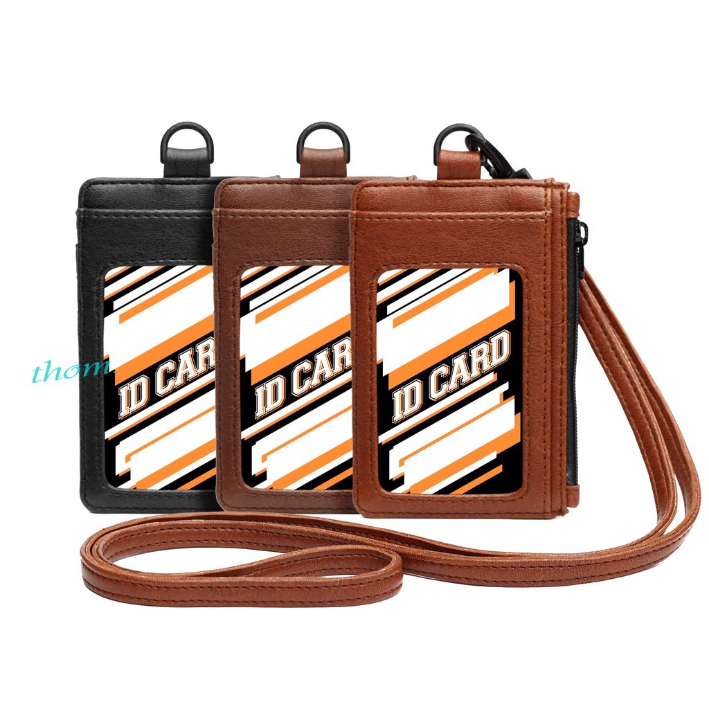 

Kalung Name Tag Meluwe ID card Kulit Lanyard Tali Kostum Cetak Nama dan Logo Holder