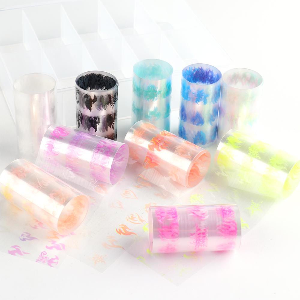 MXBEAUTY Women Neon Flame Nail Foil Sliders Decals Fluorescent Nail Transfer Foil Set Manicure Tool DIY Nail Art Design Nail Art Stickers 10pcs Assorted Stickers Luminous Fire Foil/Multicolor