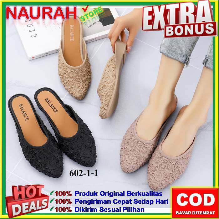 SENDAL WANITA BALANCE 602 1 ORIGINAL SANDAL SLOP MOTIF BUNGA MAWAR JELLY LENTUR ANTI SLIP