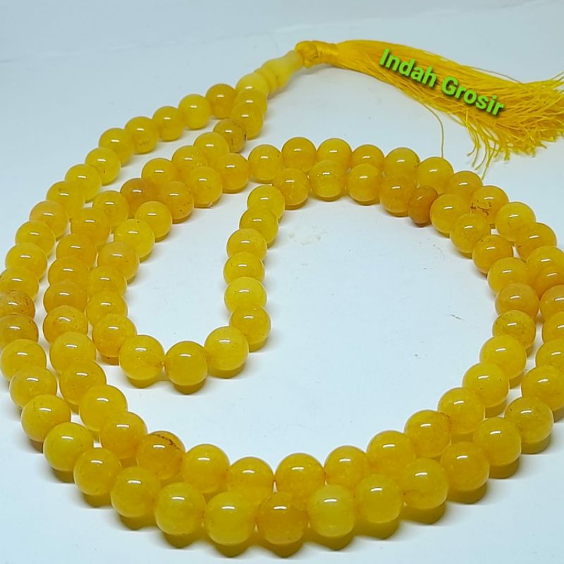 Tasbih Batu Giok Kuning 99Butir 10Mm Natural