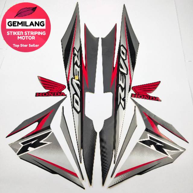 Striping Decal Polet Sticker honda revo r 2008 hitam silver body standar berkualitas terbaik Gemilan