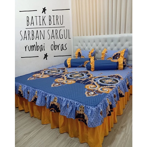 Sprei rumbai homemade murah premium motif batik biru