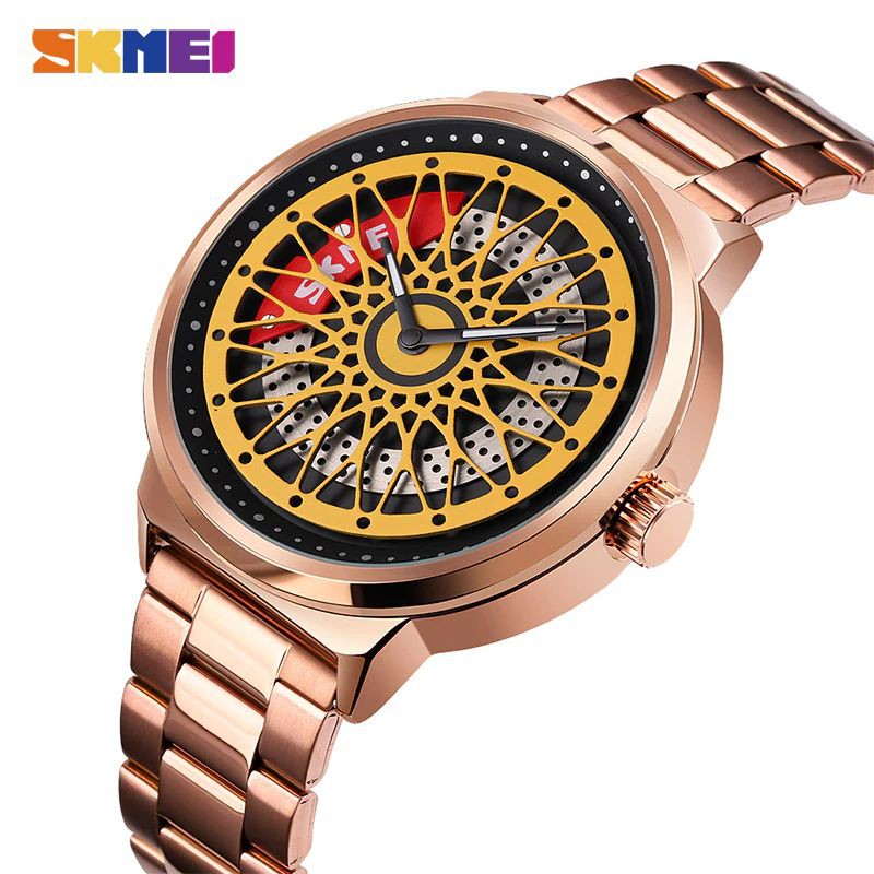 SKMEI 9217 Jam Tangan Pria Analog Tali Stainless Kulit WATCHKITE WKOS