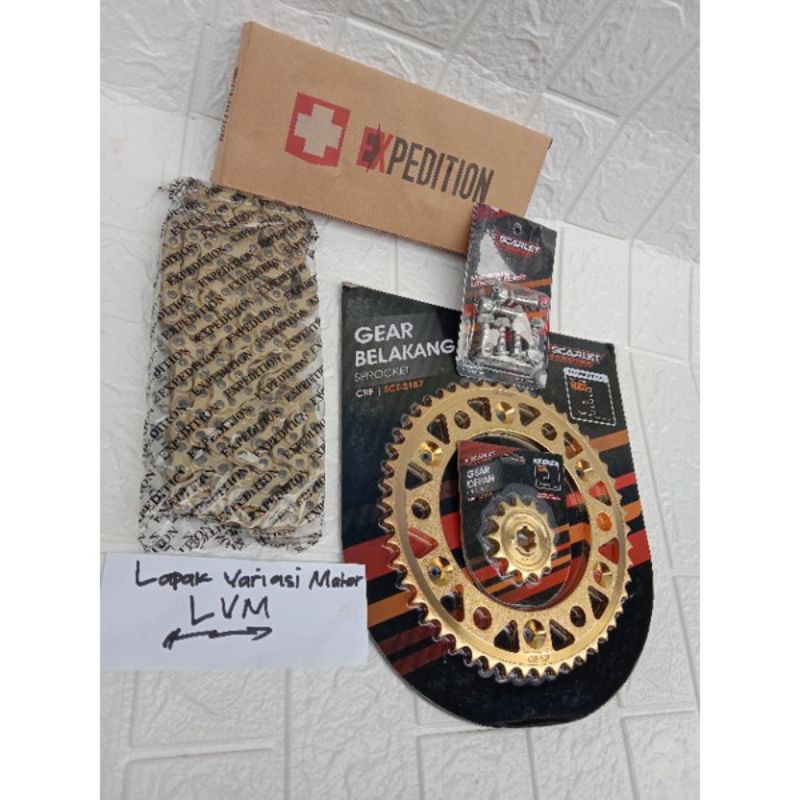 Paket Gear Depan Belakang Scarlet Set Rantai expedition Crf 150 Gear Crf Scarlet Not Sss