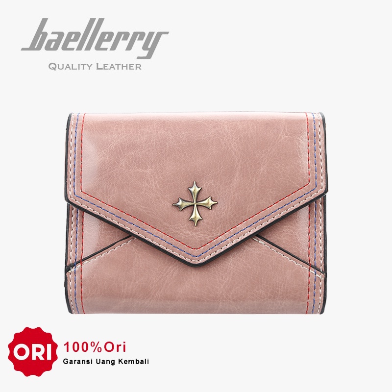 BAELLERRY N1633 Dompet Wanita Kecil Dompet Pendek Lipat Dompet Kartu Wanita Bahan Kulit PU Leather Premium WATCHKITE WKOS