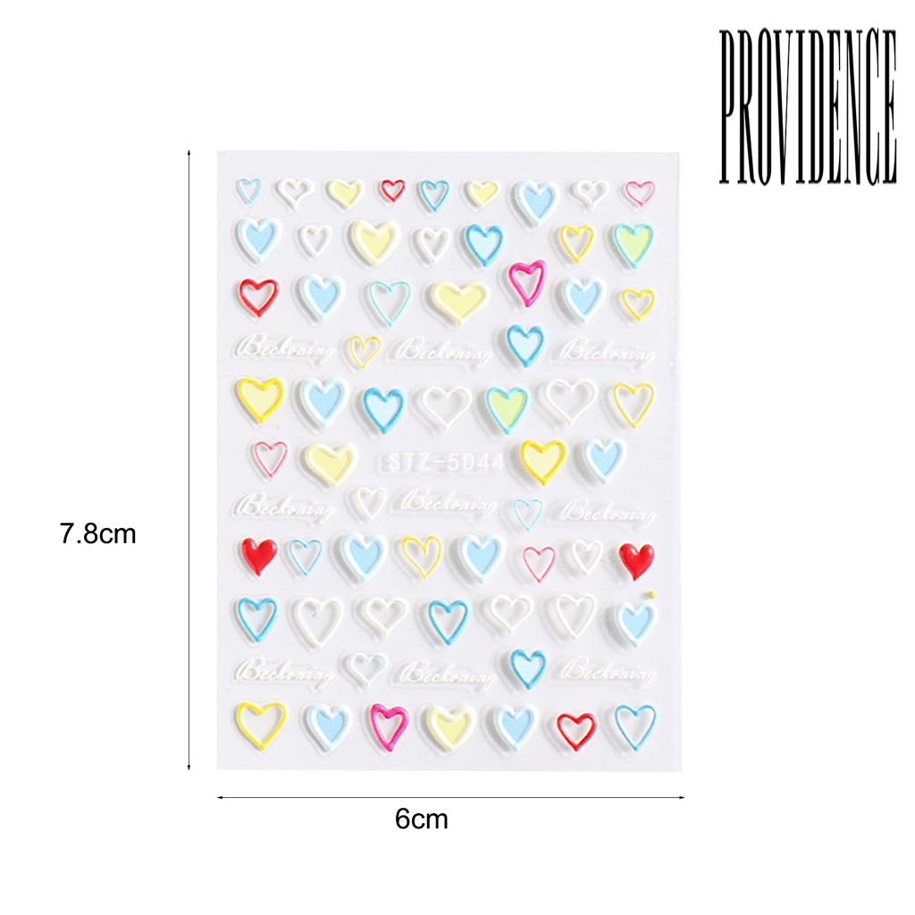 Providence Stiker Kuku 3D Motif Hati / Bunga Tahan Air Untuk Nail Art