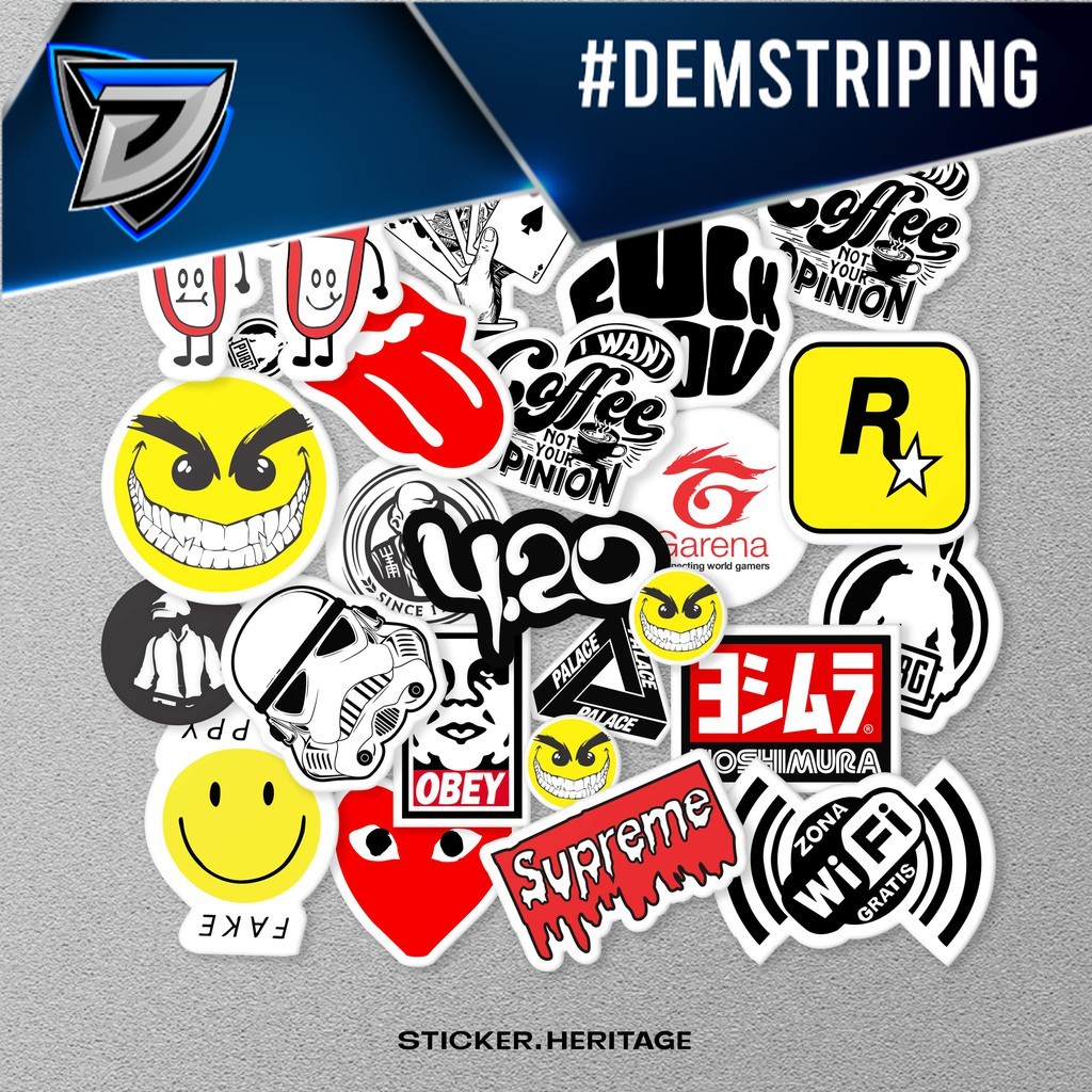 

STIKER PACK LOGO BRAND LOGO SUPREME, NASA, GRAFITI DIT UNTUK LAPTOP IPAD HP MOTOR