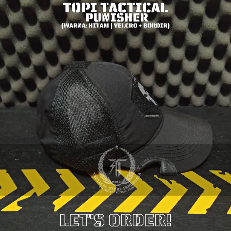 Topi Coak Tactical Punisher - Topi Tactical Velcro - Hitam