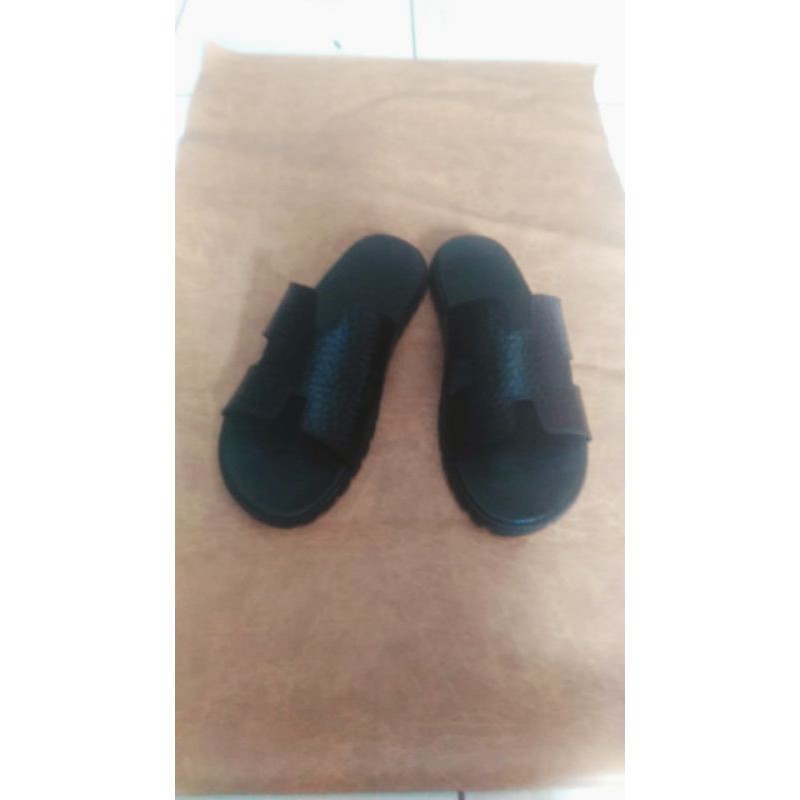 Sandal Cowok Model H motif buaya kulit asli sapi/kulit Garut asli 100%