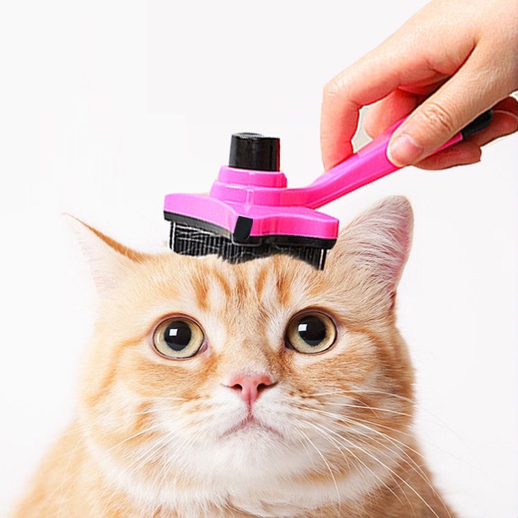 ☀ INDOLAND ☀  Sisir Grooming Brush Anjing Kucing Kelinci Self Quick Cleaning Tombol R752